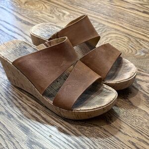 Kork-Ease Tan Leather Wedge Sandals